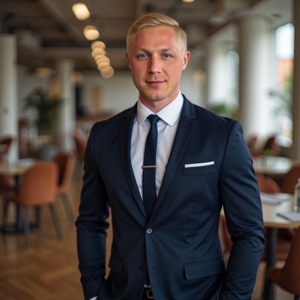 Christian Langel im Anzug in einem hellen Büro