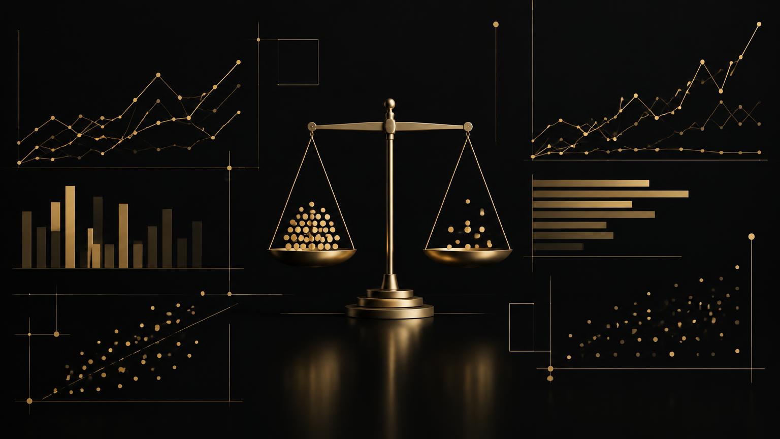 Abstrakte goldene Datenauswertung mit stark voneinander abweichenden Messwerten